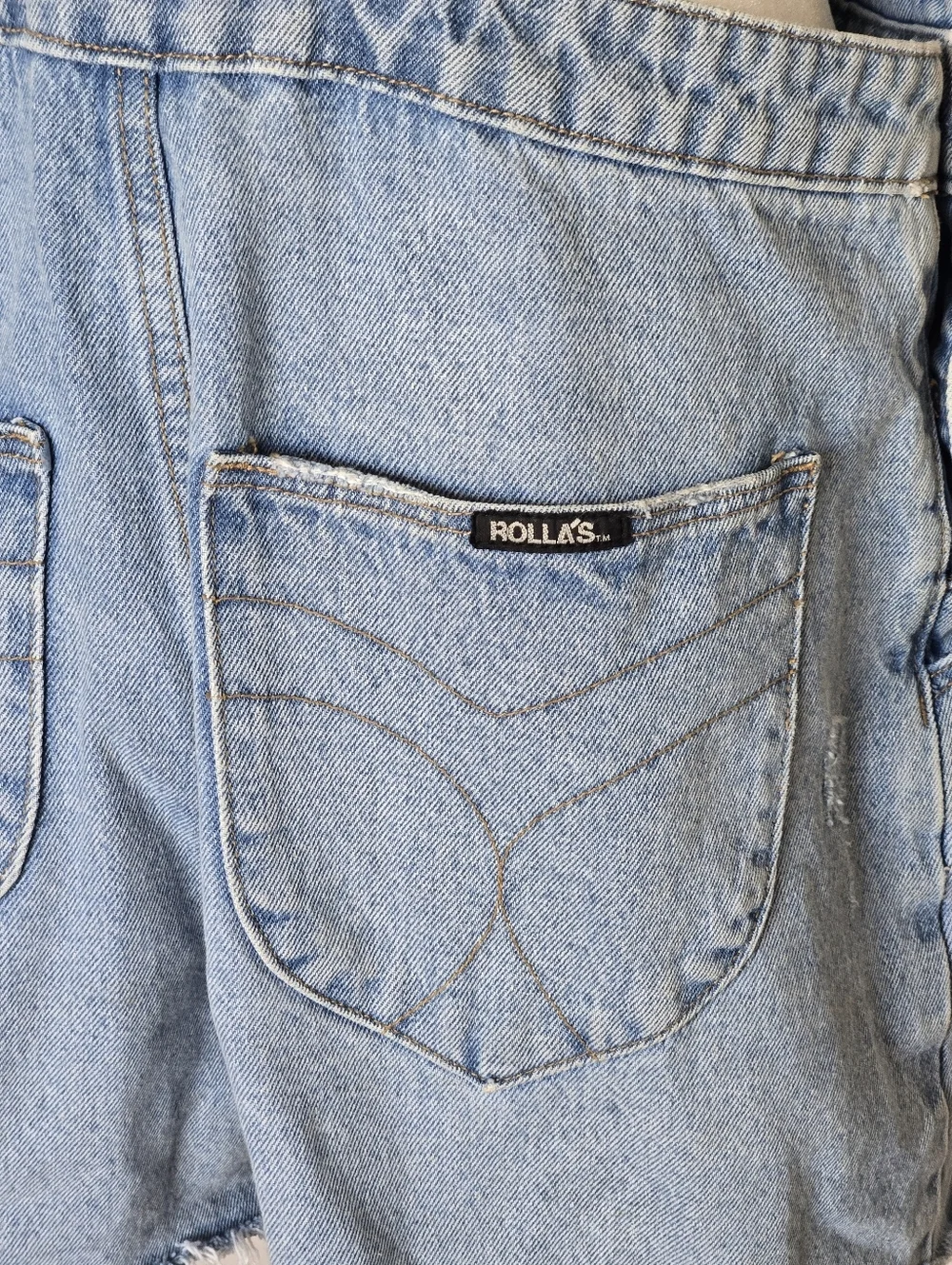 Rolla's Original Short Overalls Light Blue Denim Bib Shortalls Size 14 AU/10 US